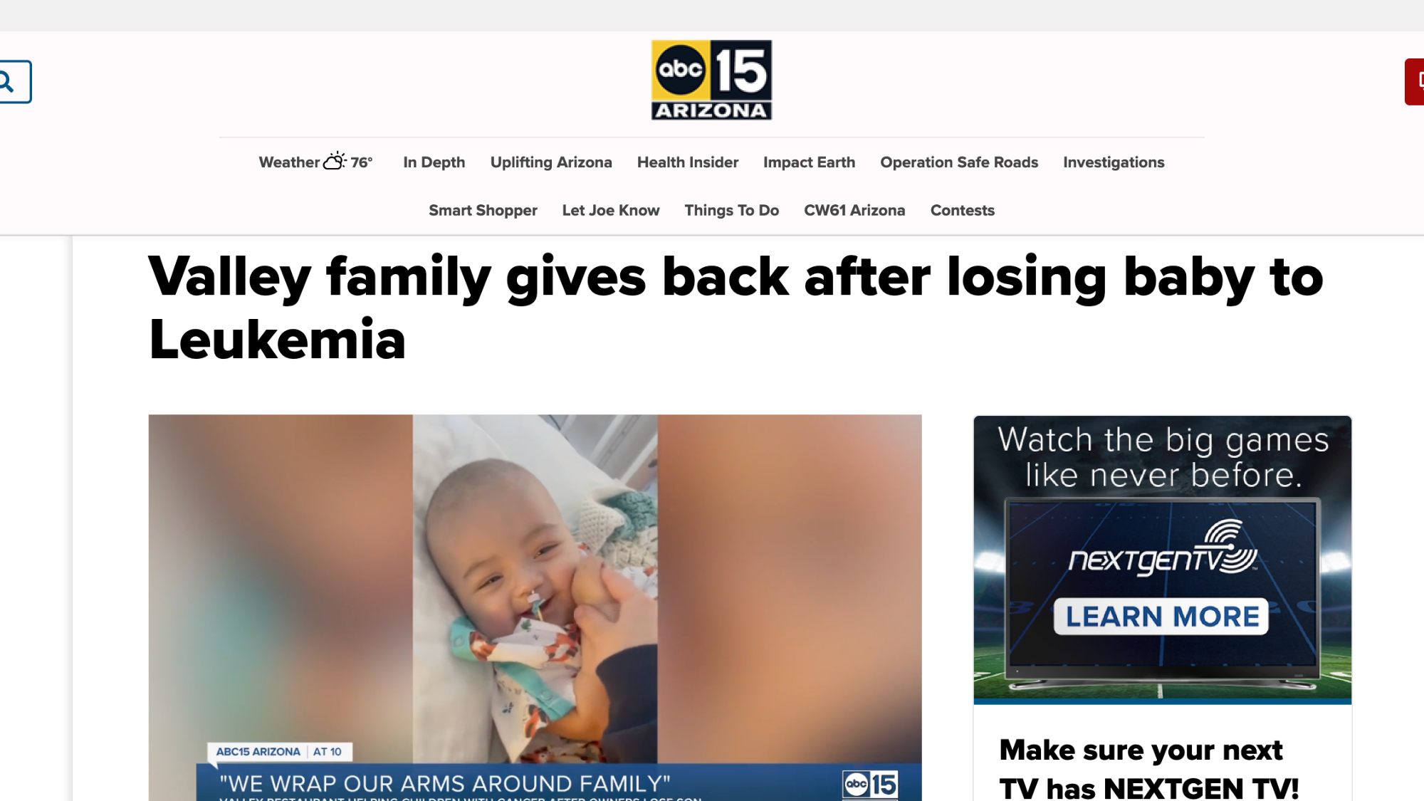 abc 15 Arizona: Valley family gives back after losing baby to Leukemia (Copy)