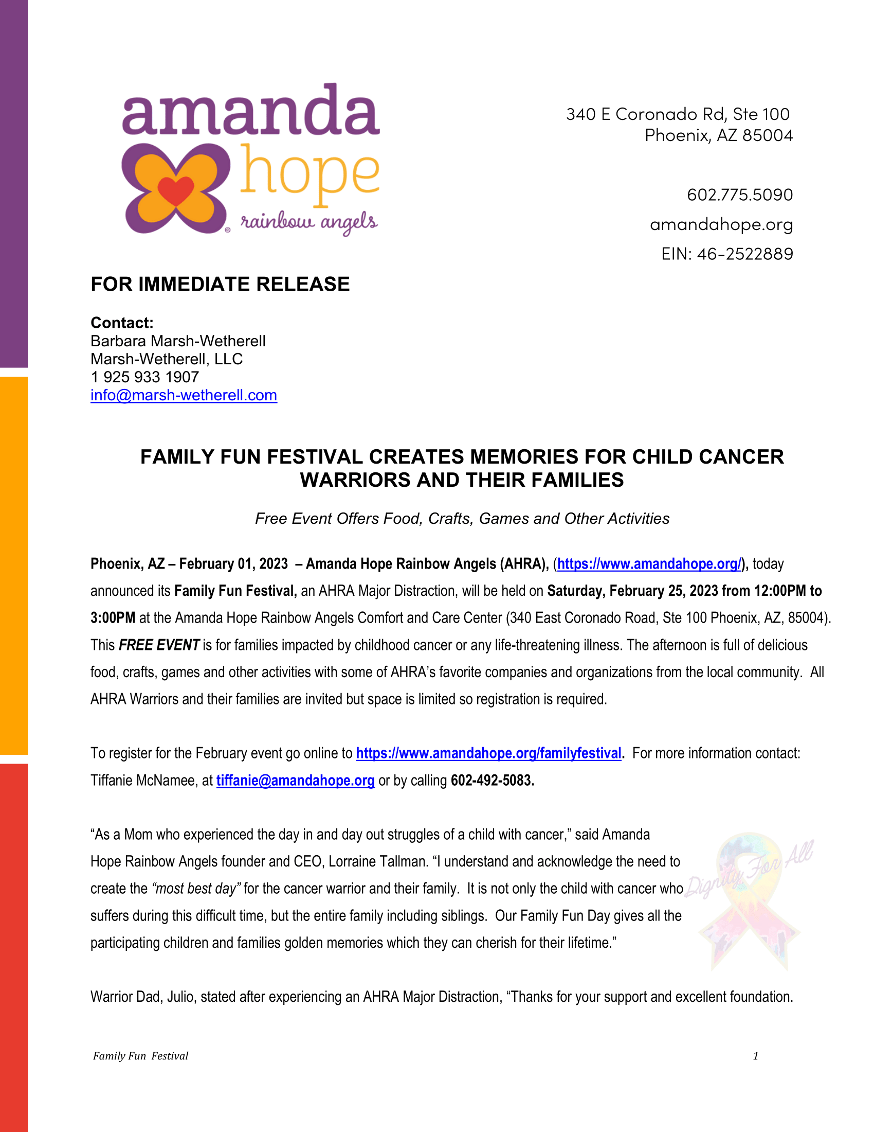 FAMILY FUN FESTIVAL CREATES MEMORIES FOR CHILD CANCER  WARRIORS AND THEIR FAMILIES