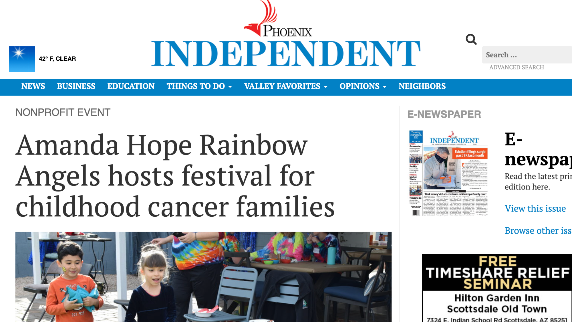 Phoenix Independent: Amanda Hope Rainbow Angels hosts festival for childhood cancer families (Copy)