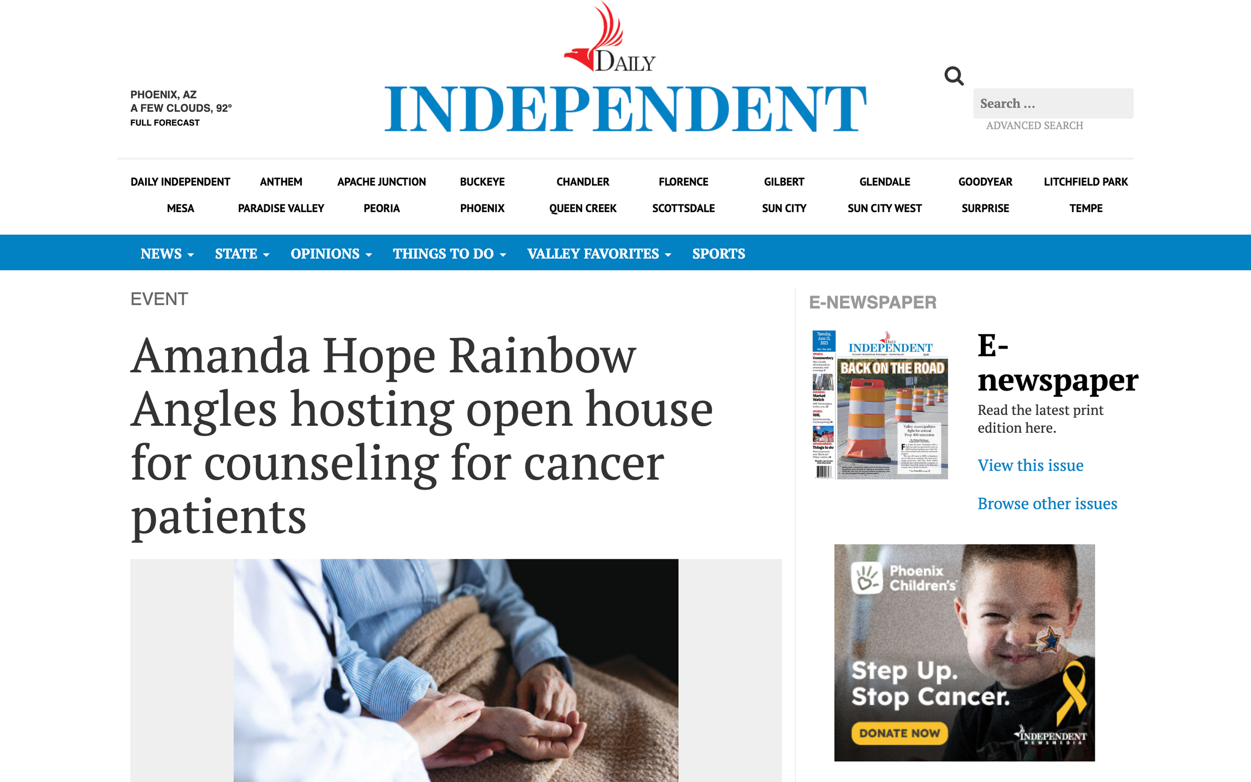 Daily Independent: Amanda Hope Rainbow Angles hosting open house for counseling for cancer patients (Copy)