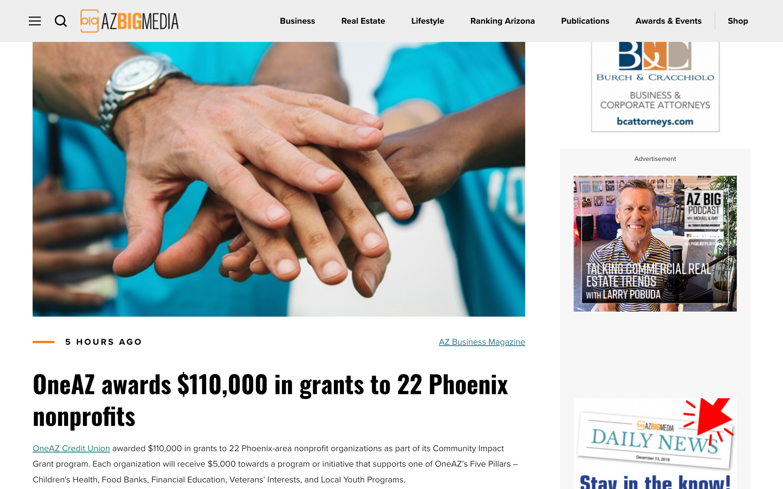 AZ Big Media: OneAZ awards $110,000 in grants to 22 Phoenix nonprofits