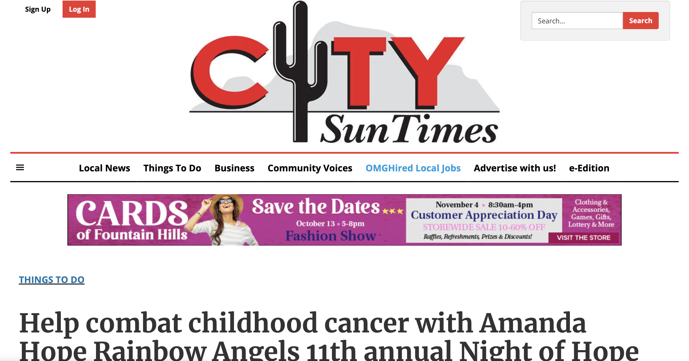 City Sun Times: Help combat childhood cancer with Amanda Hope Rainbow Angels 11th annual Night of Hope Gala