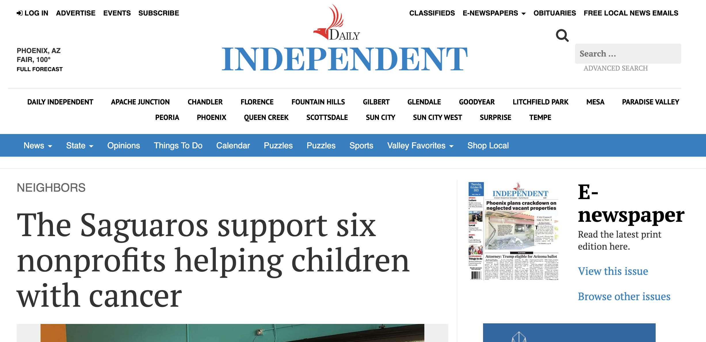 Daily Independent: The Saguaros support six nonprofits helping children with cancer (Copy)