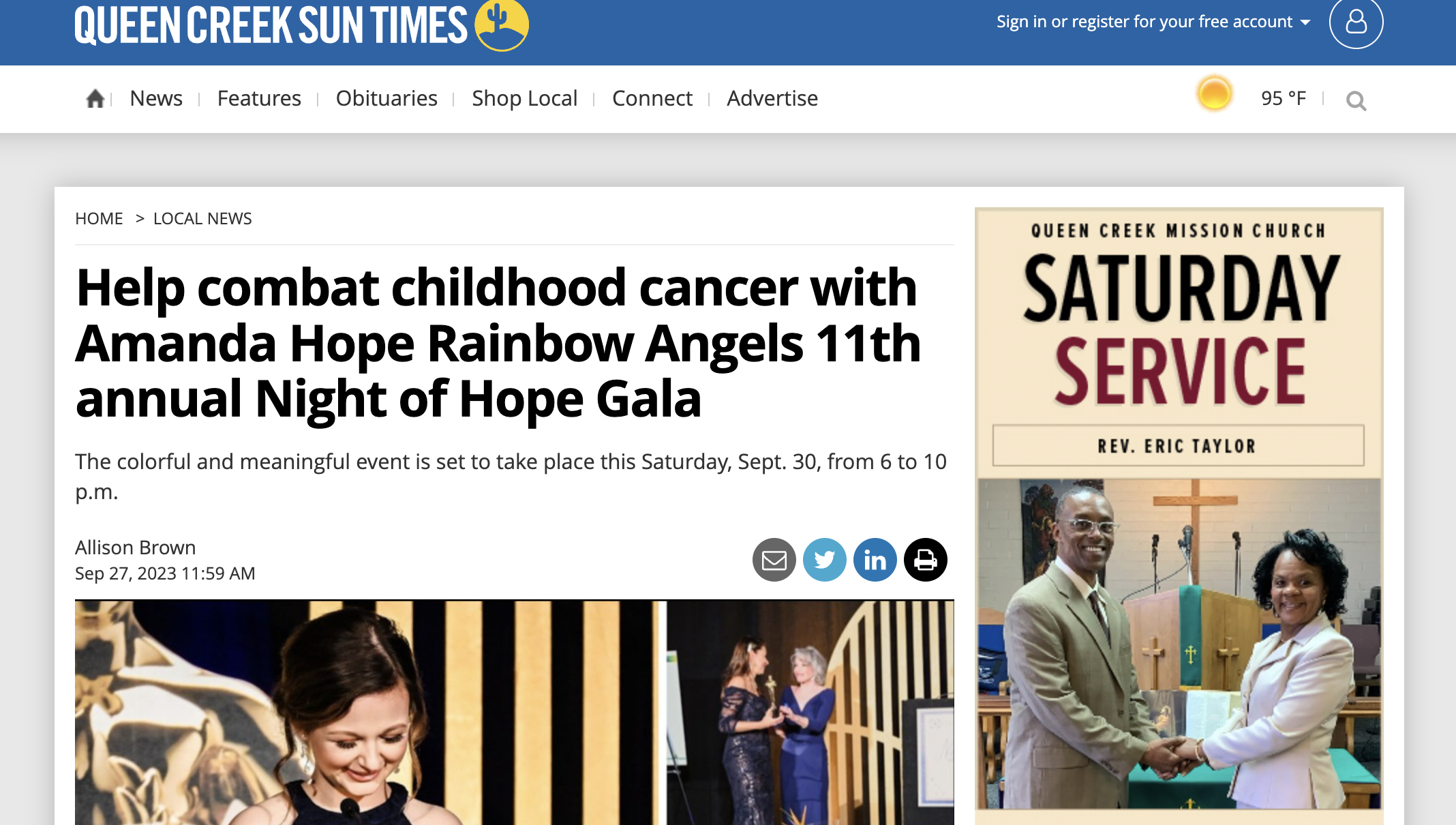 Queen Creek Sun Times: Help combat childhood cancer with Amanda Hope Rainbow Angels 11th annual Night of Hope Gala