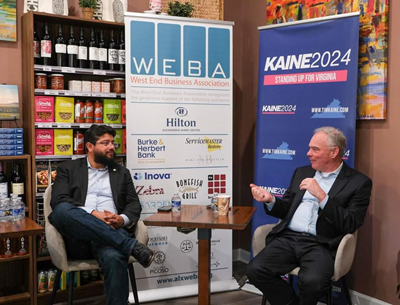 Canek joins Tim Kaine conversation with Alexandria West End Business Owners