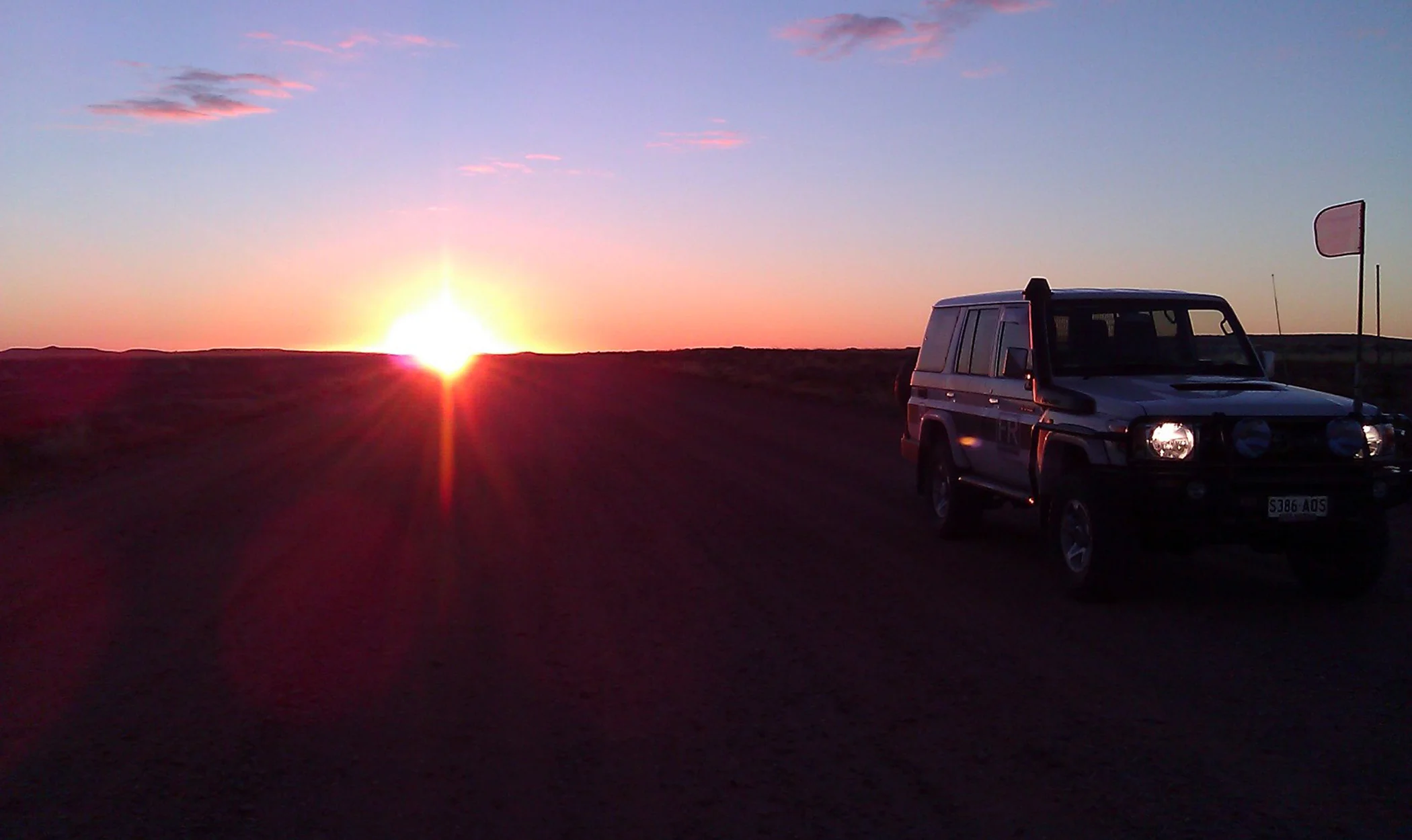 Showcase truck sunset Australia outback Farley Riggs