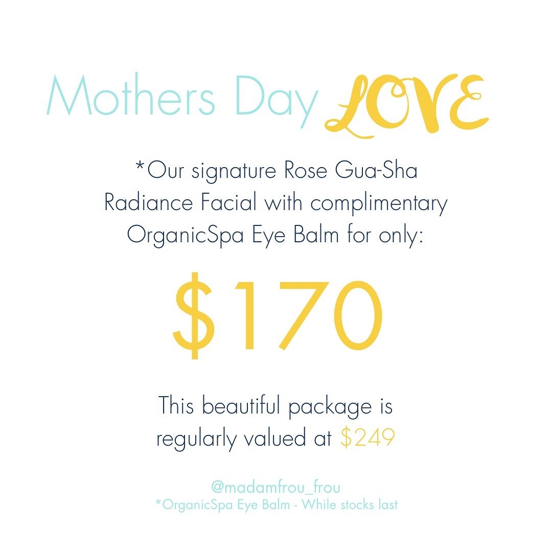 Sprinkle some LOVE 💕 on your mumma this Mother&rsquo;s Day with our beautiful signature facial the Rose Gua-Sha Radiance, and a complimentary OrganicSpa eye balm, she will feel seriously loved up 💝💕 

Click link in bio to purchase Gift Card 💝 und