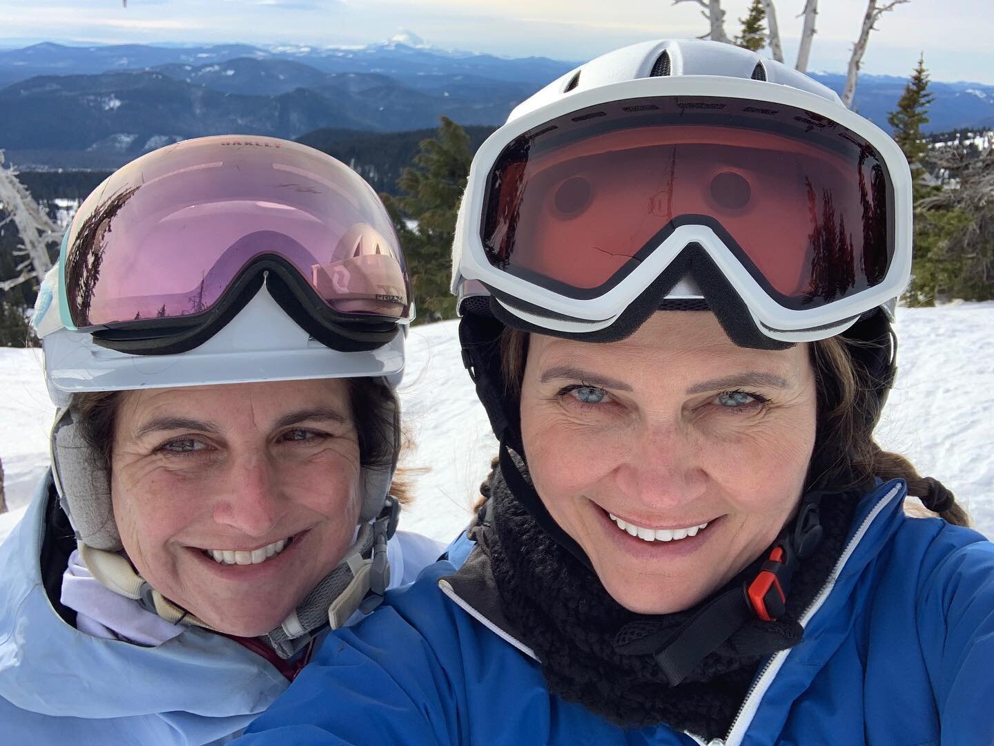 College pals on Mt Hood
Me: Cathy, where do we look into the camera again?
Cathy: Oh, I don’t know.