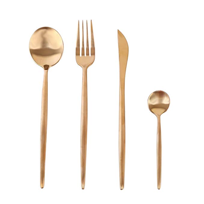 brass finish flatware set