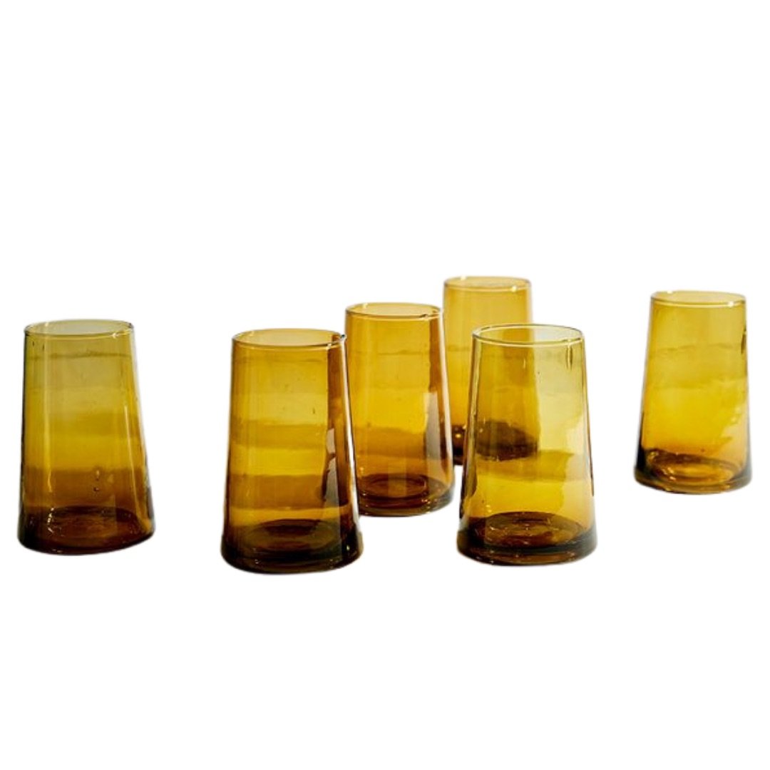 amber moroccan cone glassware set