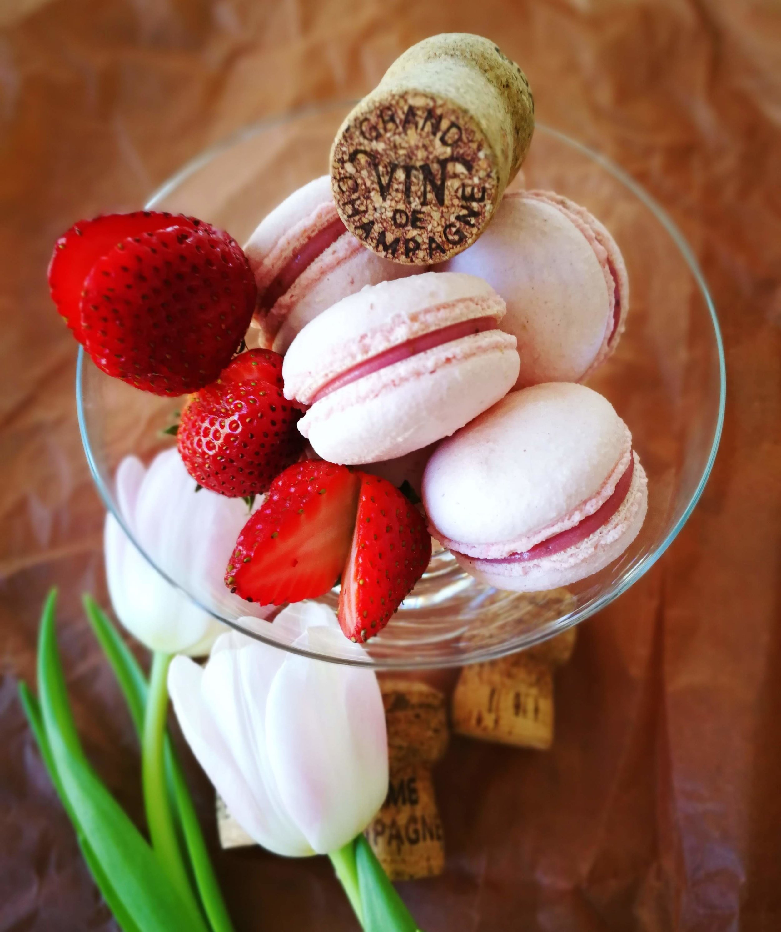 Strawberry Champagne Macarons