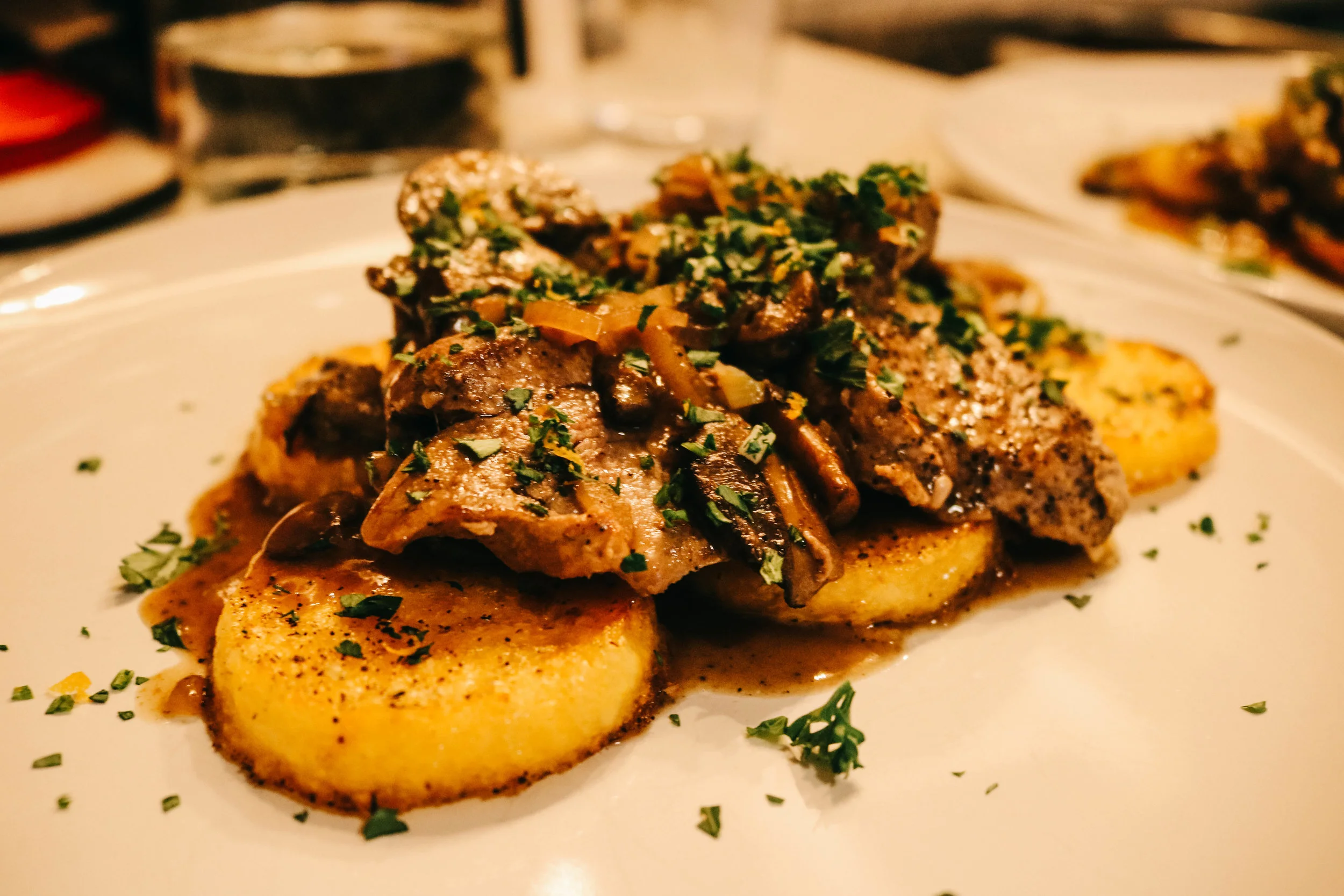 Pork Marsala with Polenta