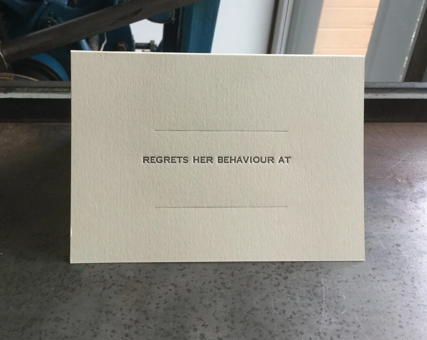 A handy card after a lively lunch . . .
