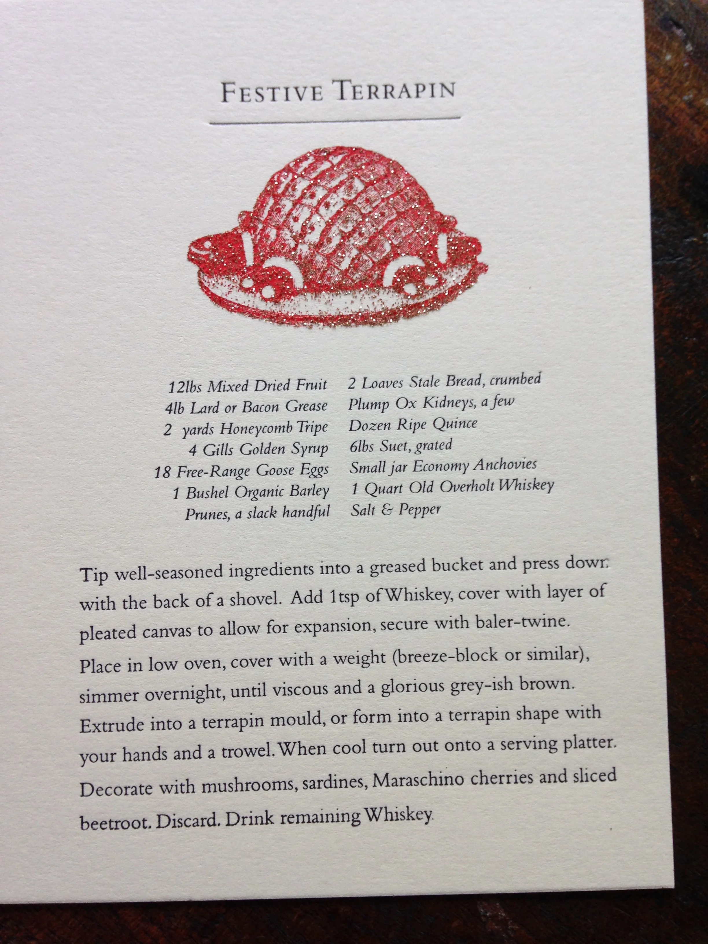Recipe for a delicious Festive Terrapin.