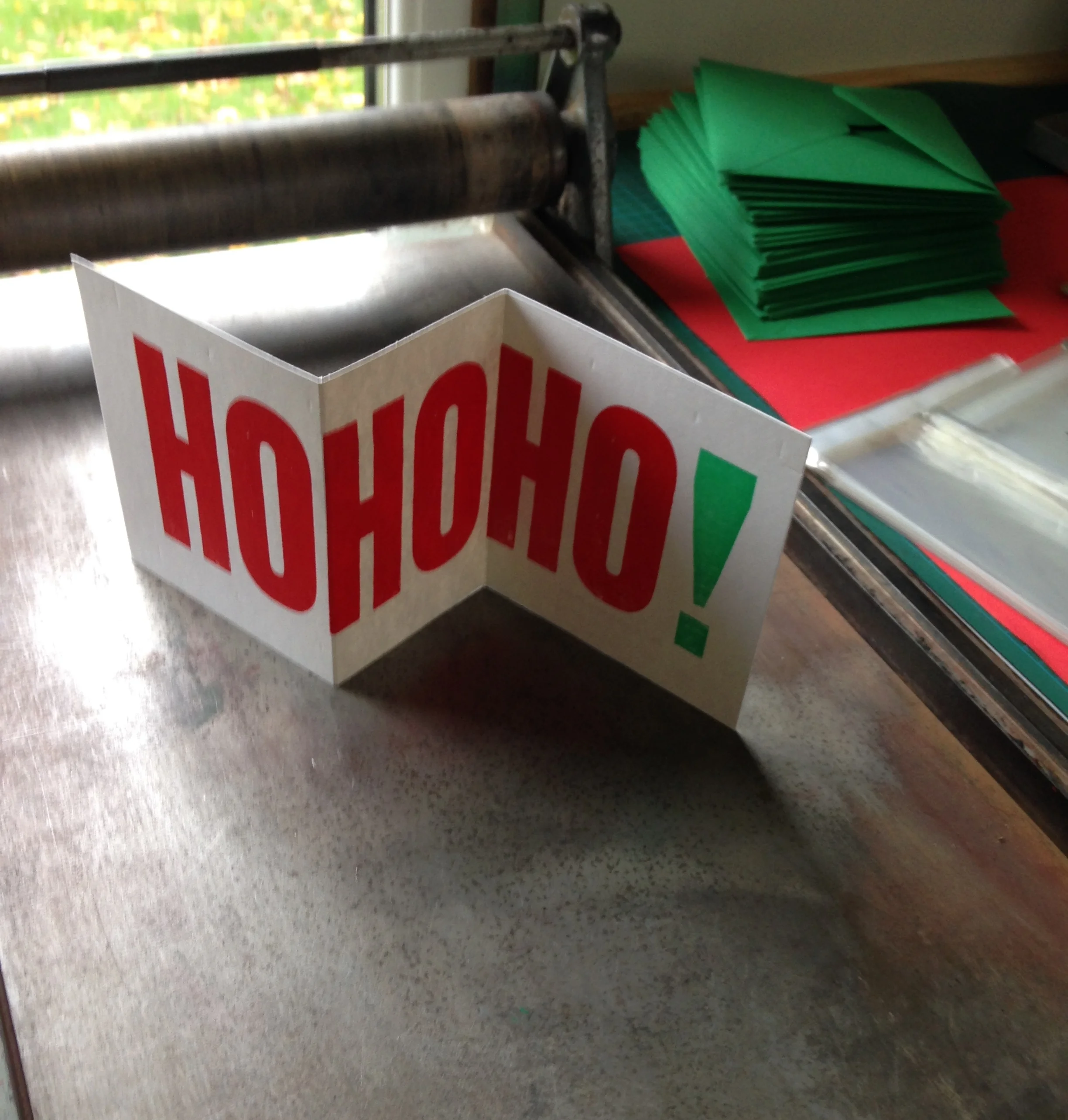 . . . actually it's HO HO HO! A jolly two-fold card.