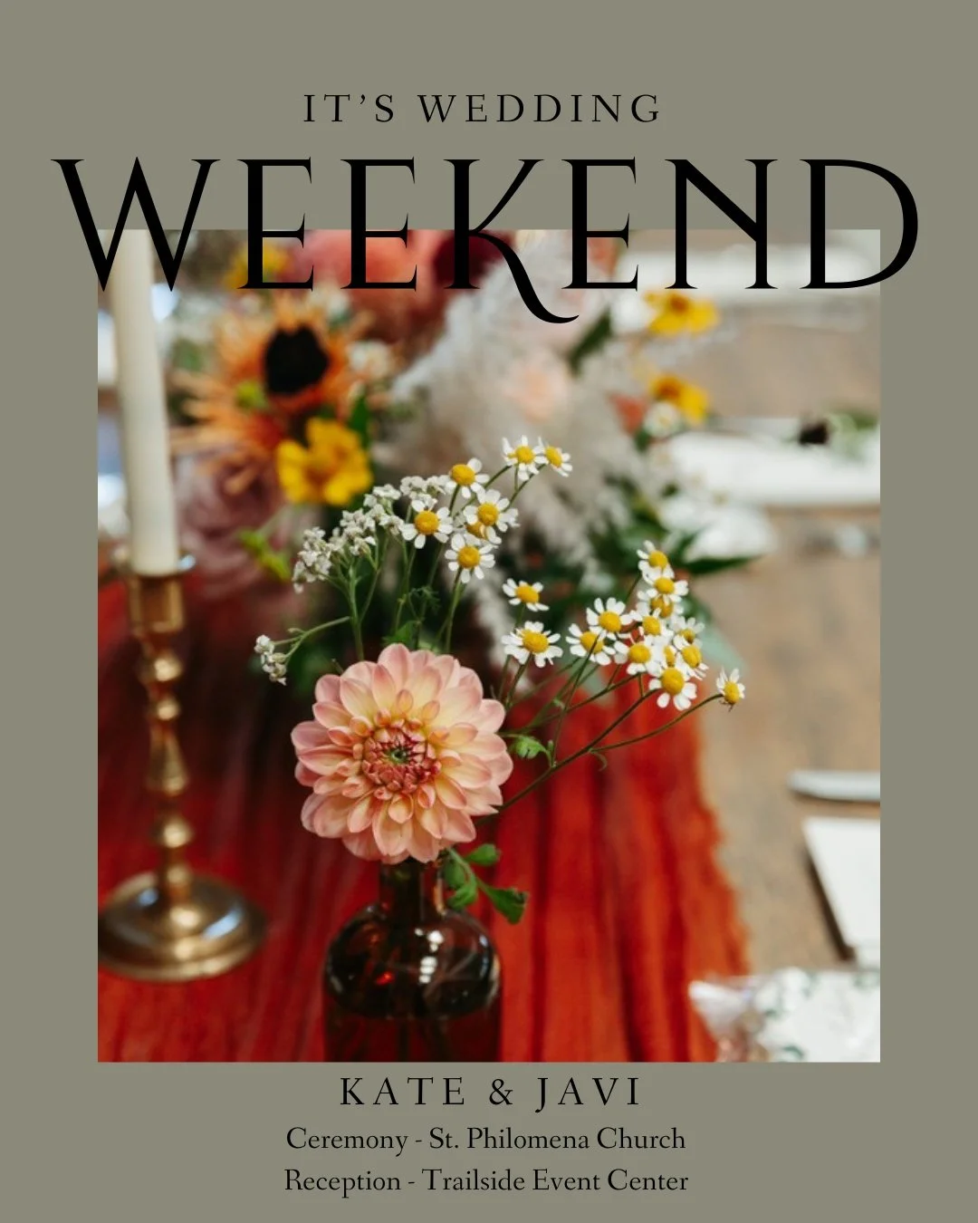 It&rsquo;s wedding weekend for Kate &amp; Javi! 🌿✨ We&rsquo;ll be at the gorgeous Trailside Event Center making sure every detail is perfectly in place for their big day.

Our wedding calendar is filling more intentionally than ever before &mdash; m