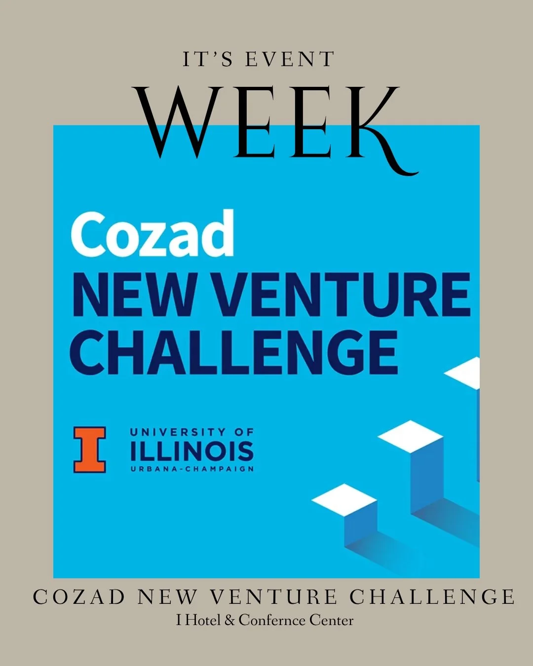 Event week is HERE 👏✨

We&rsquo;re kicking things off this Thursday &amp; Friday for the Cozad New Venture Challenge at the University of Illinois&mdash;and this one is going to be GOOD.
(And prep officially starts Wednesday&hellip; let the fun begi