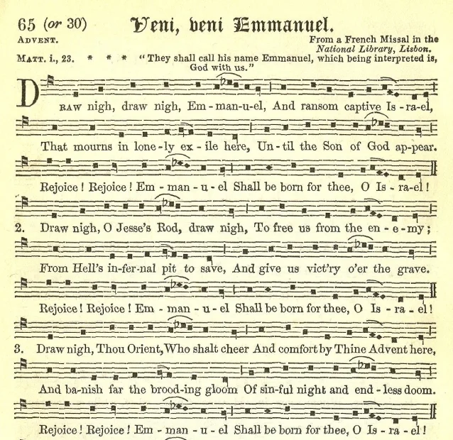 J. M. Neale’s 1851 translation, from the 1856 The Hymnal Noted .