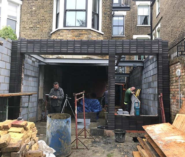 Flashed black bricks taking shape on another extension with @gruffltd in #se14 #construction #designbuild #architecture #bricks