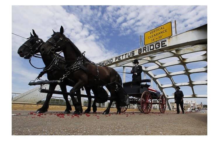 John Lewis's final crossing of the Edmund Pettus Bridge