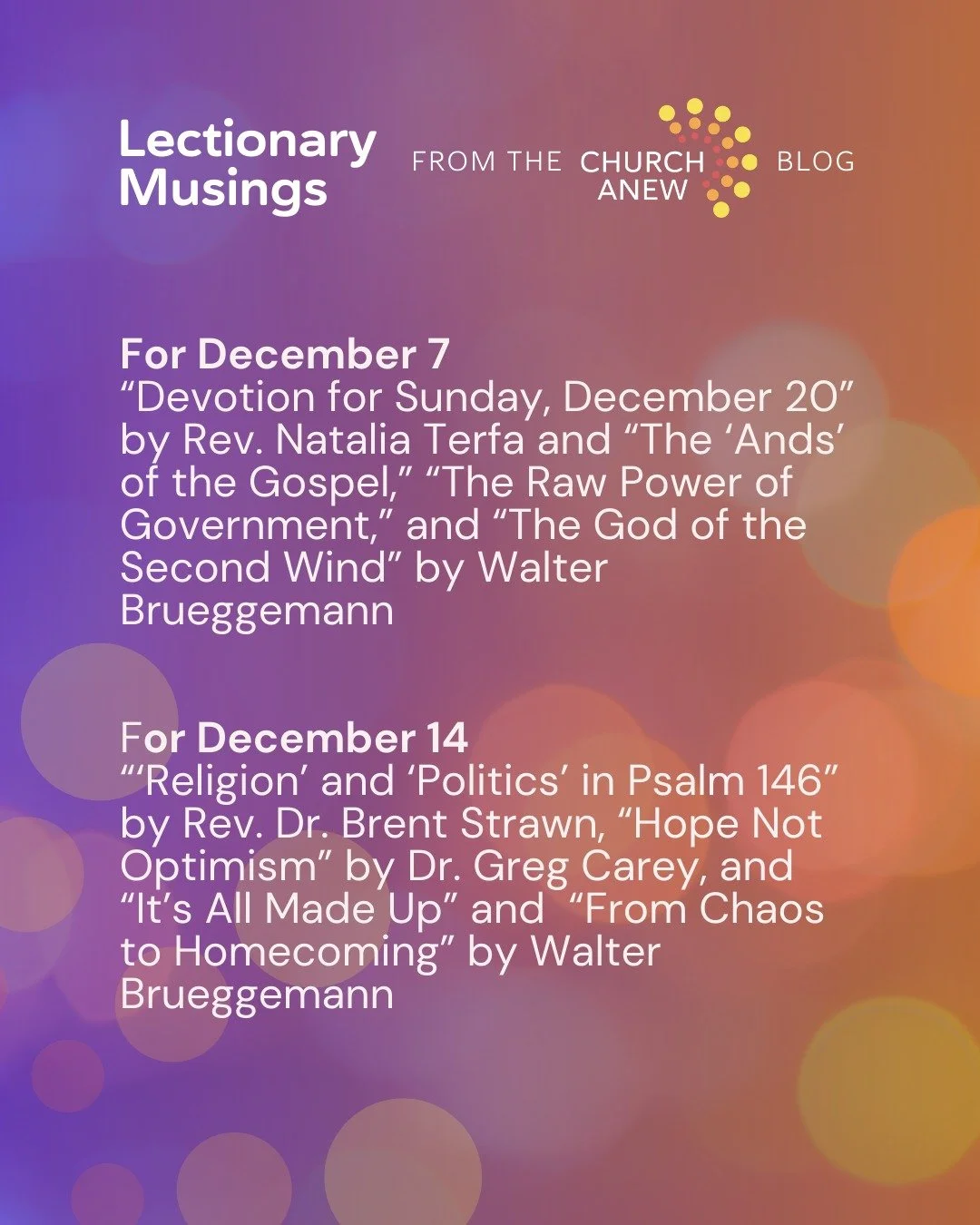 We offer a a short list from our blog that can help you think through preaching the lectionary over the coming weeks. Link in bio!