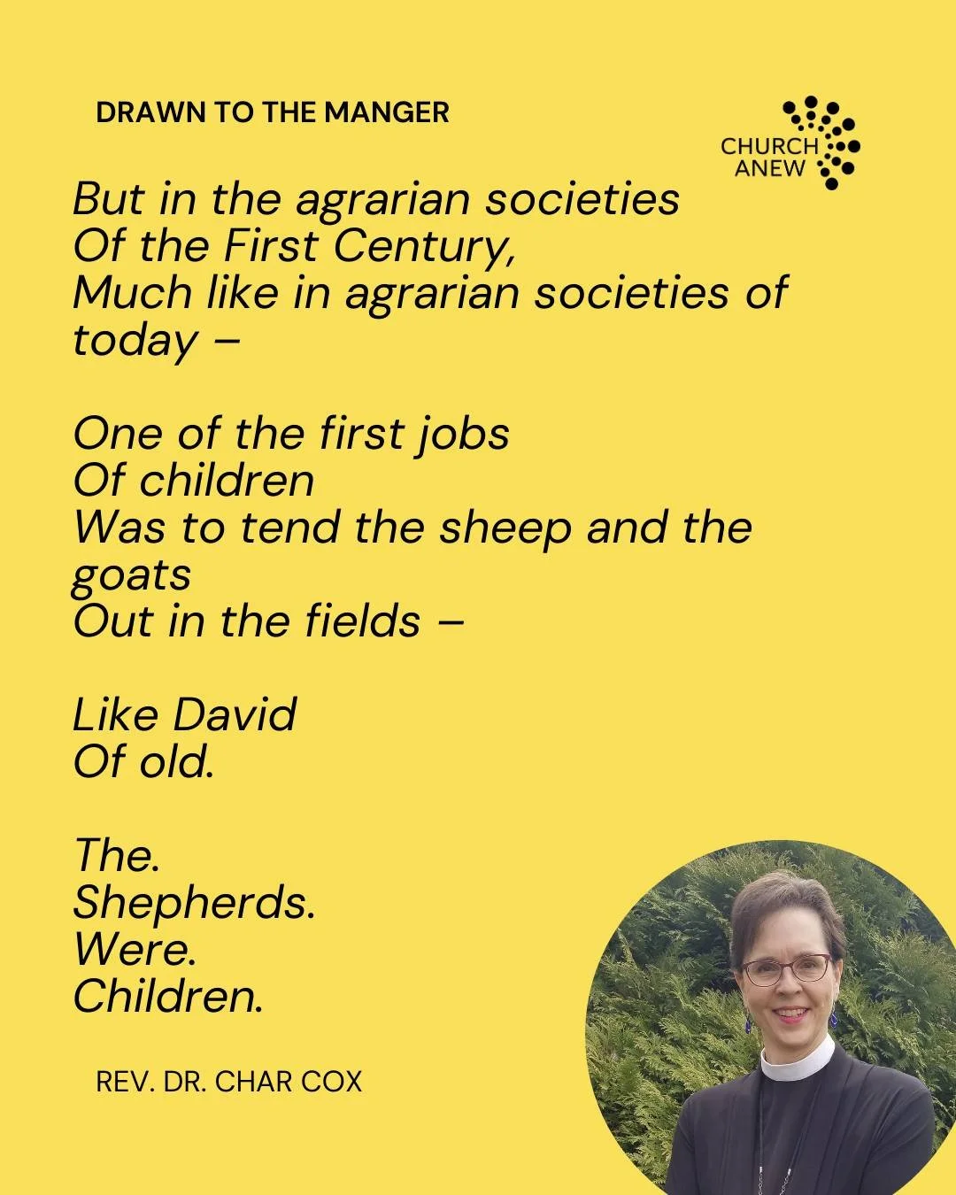 Rev. Dr. Char Rachuy Cox draws our attention to the children of the nativity &mdash; especially those we often miss. Link in bio!