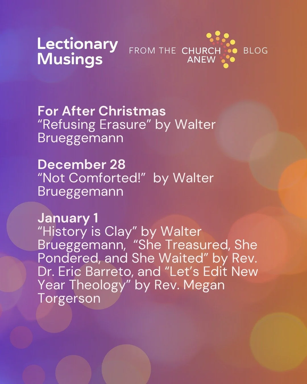 We offer a a short list from our blog that can help you think through preaching the lectionary during the 12 Days of Christmas and into the season of Epiphany! Link in bio!