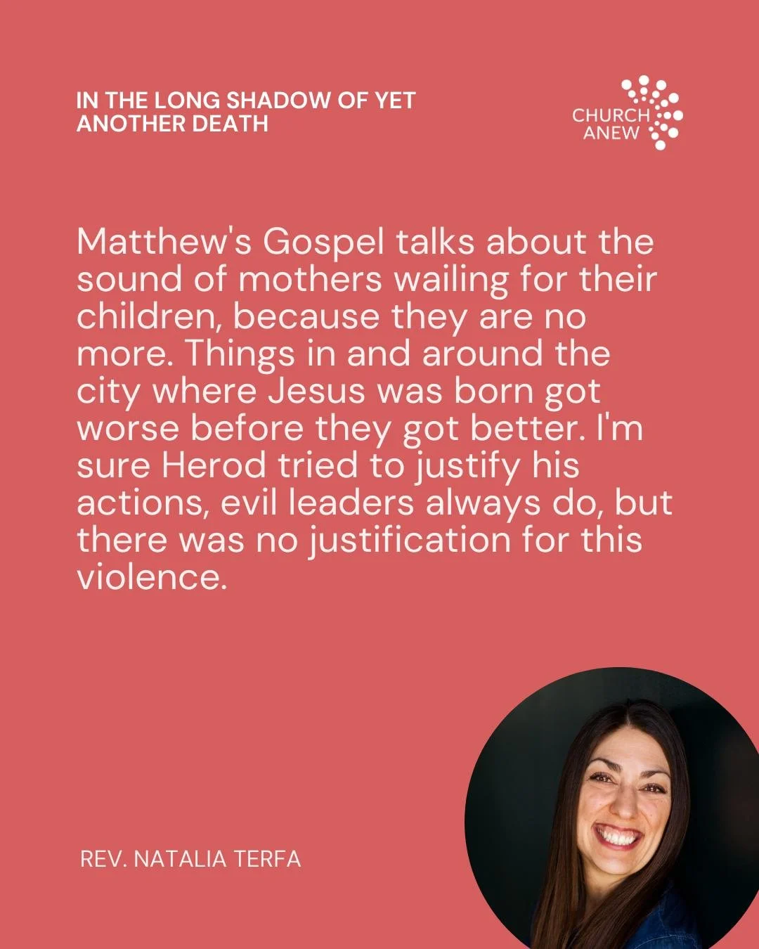 We at Church Anew are still reeling from yet another wound in the heart of our home city of Minneapolis &ndash; the public killing of a citizen, Renee Nicole Good, by an agent of Immigration and Customs Enforcement. In the face of online debates and 