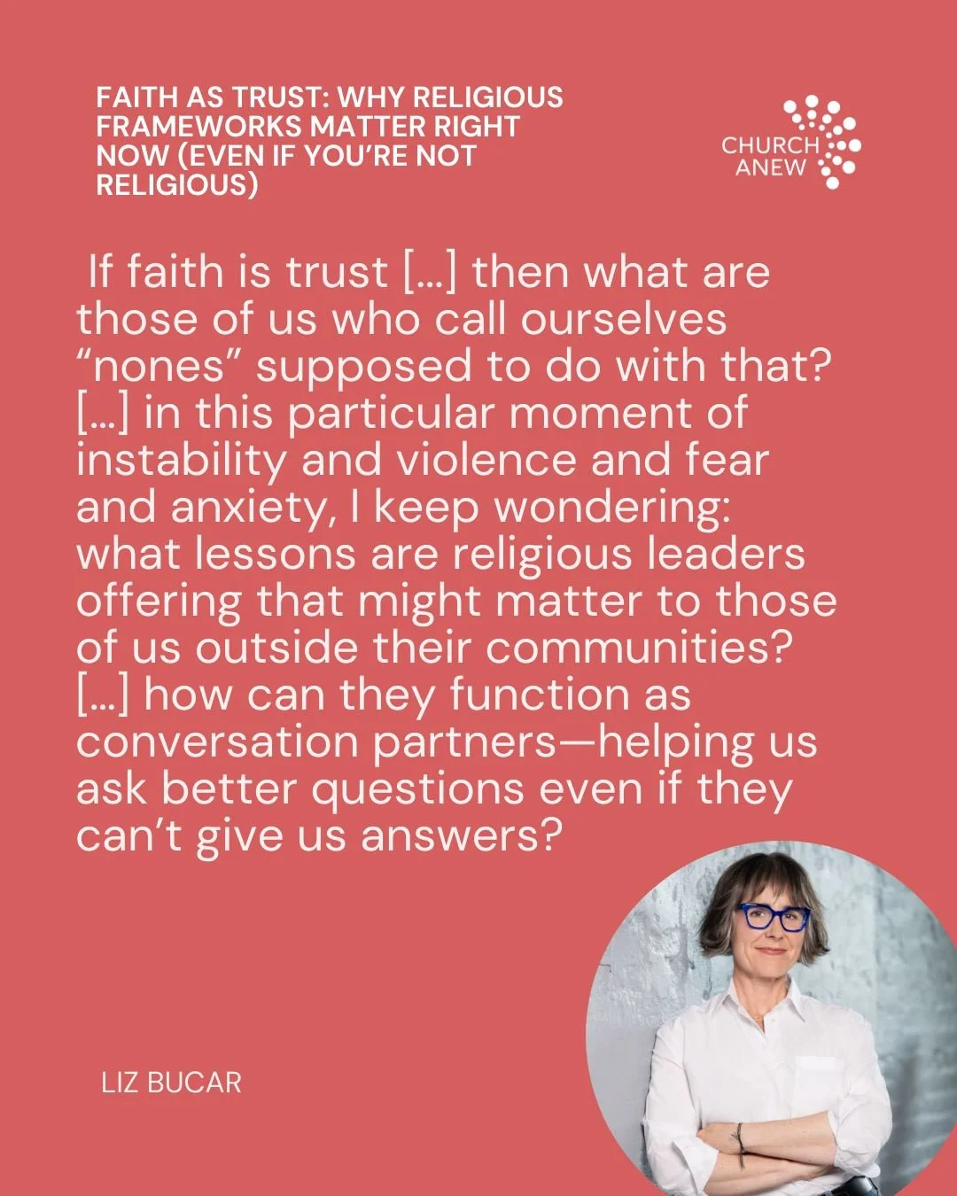 Liz Bucar, religious ethicist and professor of religion, shares her reflections on the power and possibilities of religious frameworks in the age of increasing &ldquo;nones&rdquo; and political authoritarianism. Read more at the link in our bio!