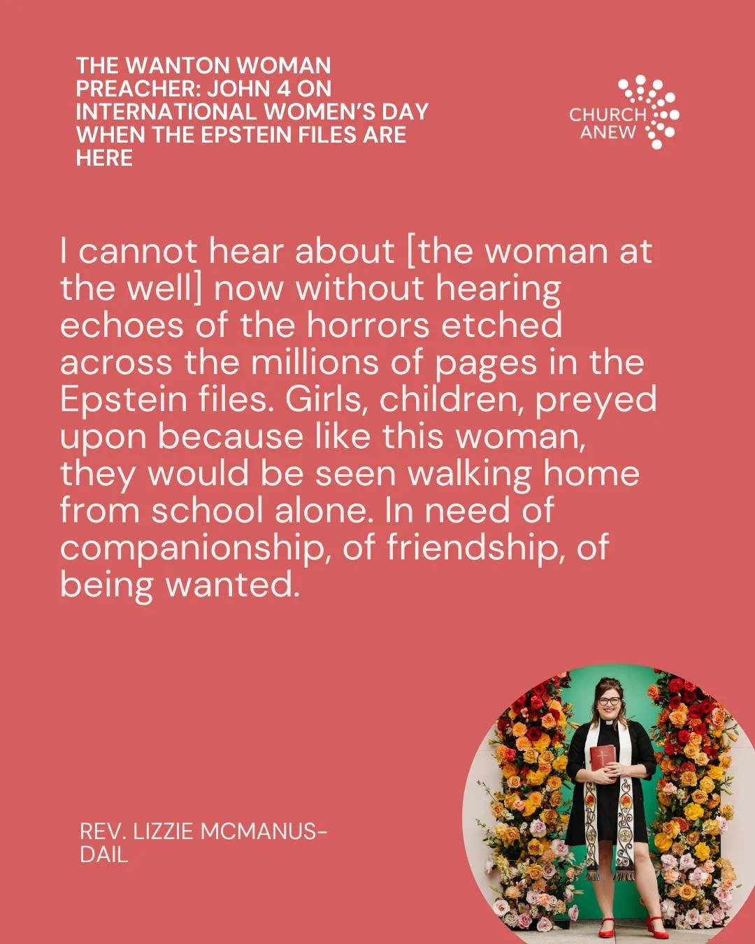@rev.lizzie  Rev. Lizzie McManus-Dail of God Didn&rsquo;t Make Us To Hate Us connects the supposed scandal of the Samaritan woman with our modern wrestlings with both purity culture and hyper-sexualization. Read more at the link in our bio.