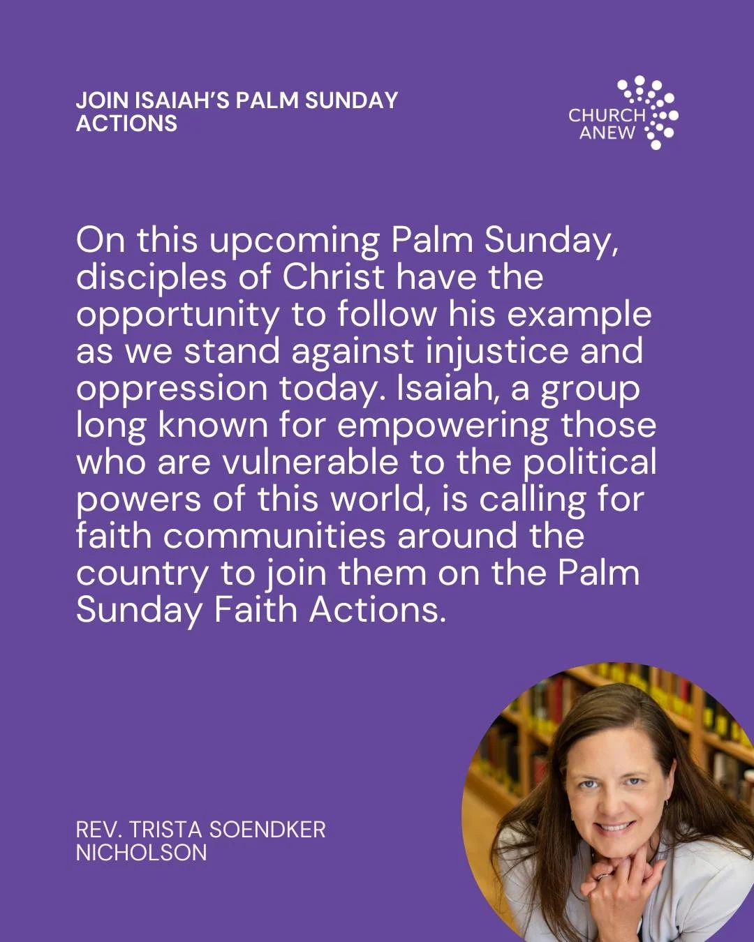 Rev. Trista Soendker Nicholson invites us to stand against authoritarianism alongside our neighbors this Palm Sunday. Read more at the link in our bio.
