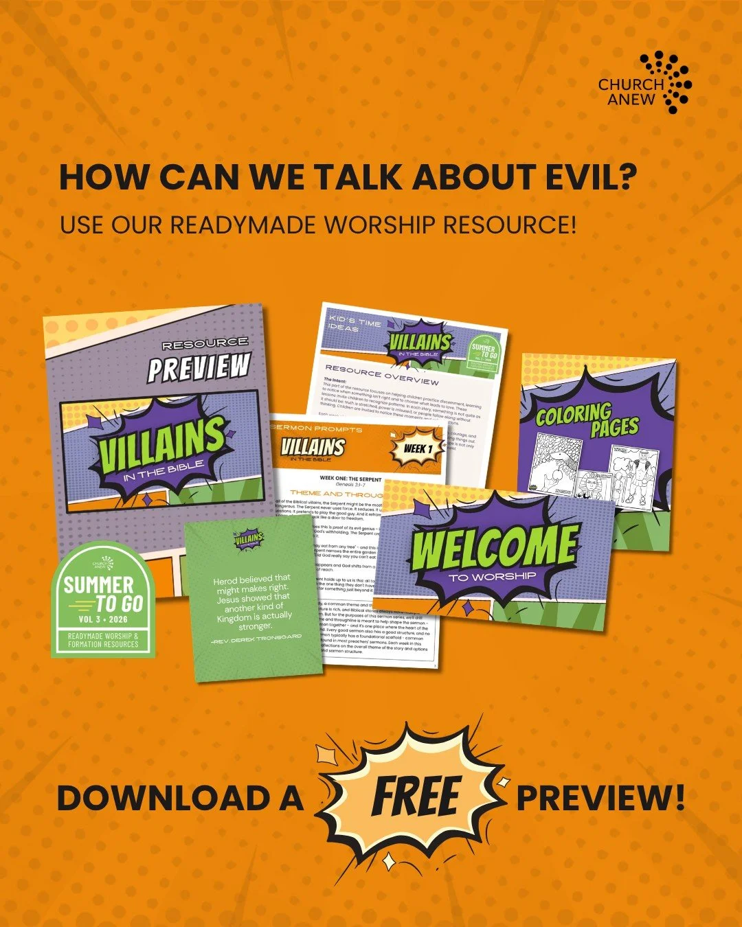 Equip your community to discern evil in the world and respond with transformative love and liberation! Want to get a preview of Week 1 resources for our Villains of the Bible worship resource? Comment "villains" to get the PDF!