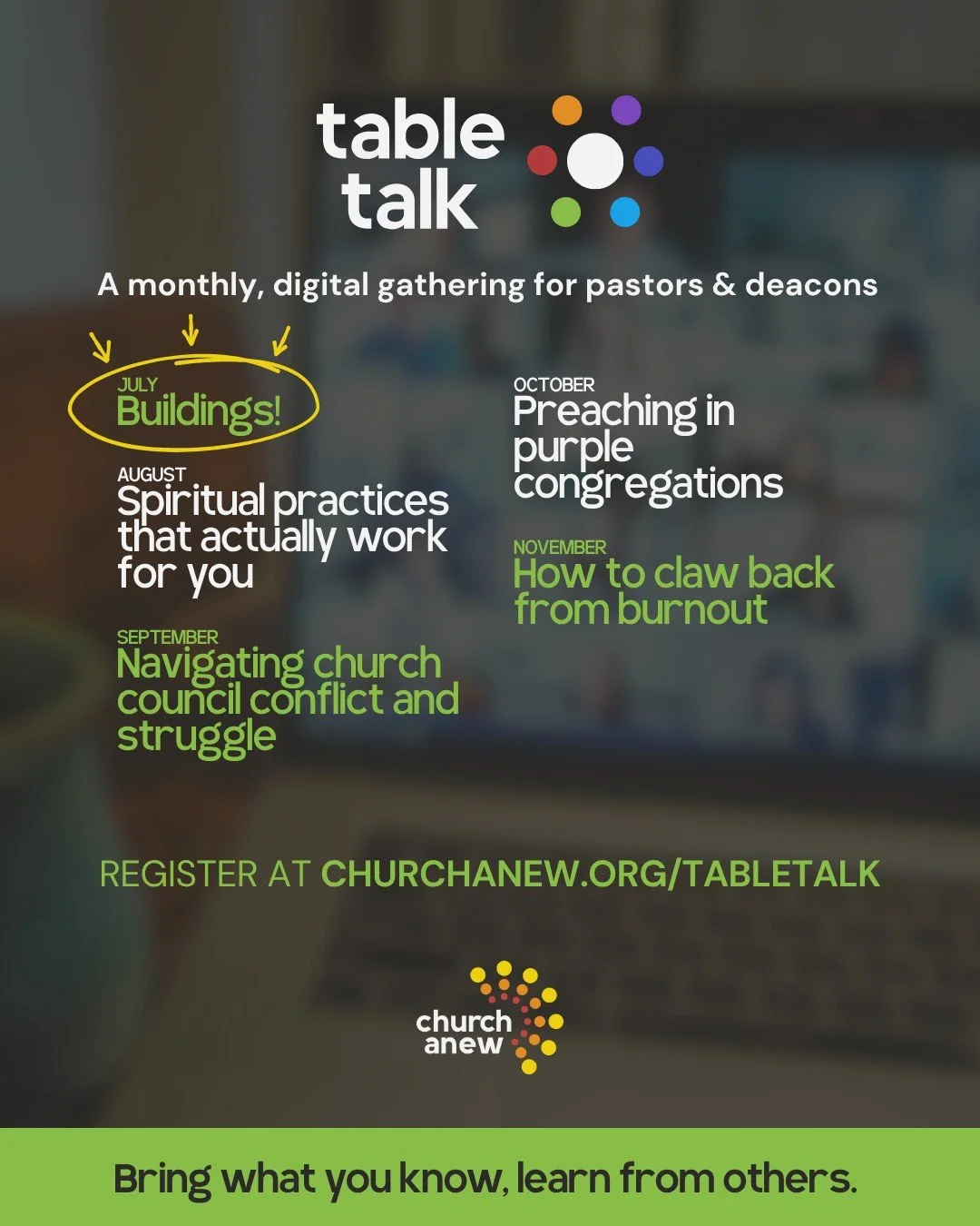 Facilities management wasn't on most of our ministry bucket lists, but it&rsquo;s something every leader ends up dealing with...so let's talk about it! See you Tuesday, July 28 (tomorrow) at noon central for our next Table Talk. Comment "table&q