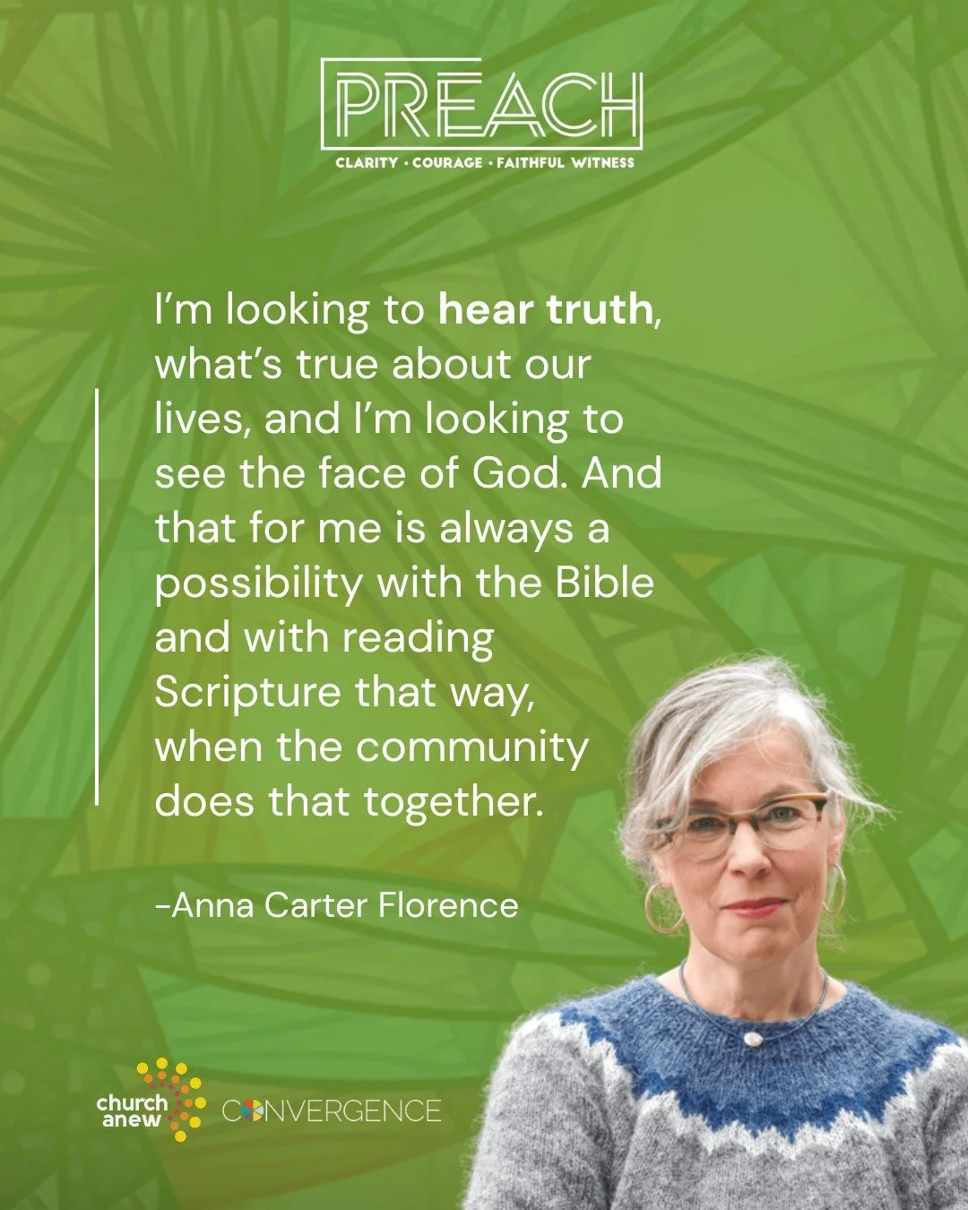 We&rsquo;re honored to welcome the vision, expertise, and warmth of Anna Carter Florence as part of our 2026 Preach Conference. 

Join us in Minneapolis or online. Comment "PREACH" for a link to learn more and register.

More about Anna Car