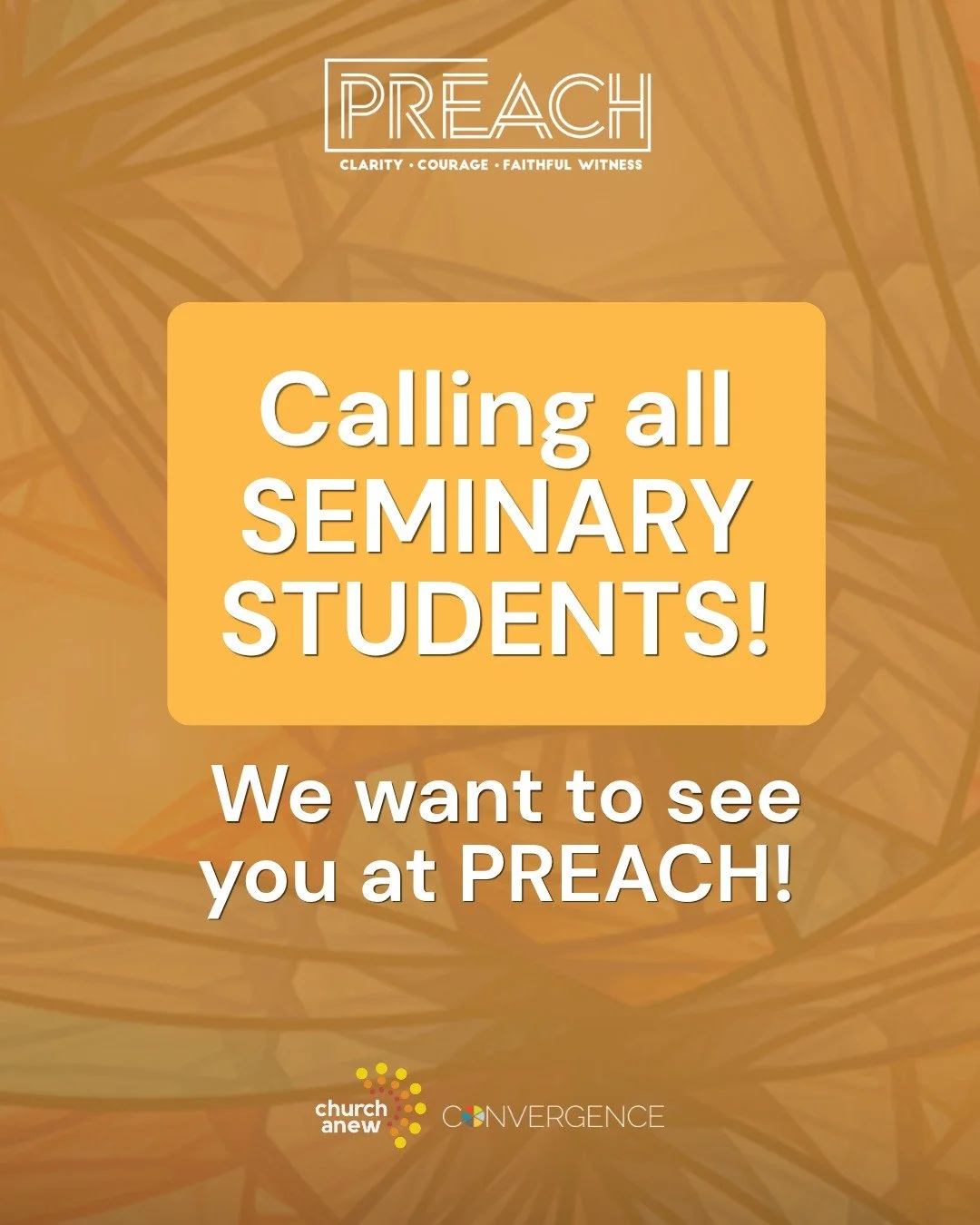 Fresh &amp; new voices are always important, and PREACH! wants to make sure they are part of the conversation. That's why, with support from one of our amazing sponsors, @lutherseminary , we are excited to offer FREE registration to current seminary 