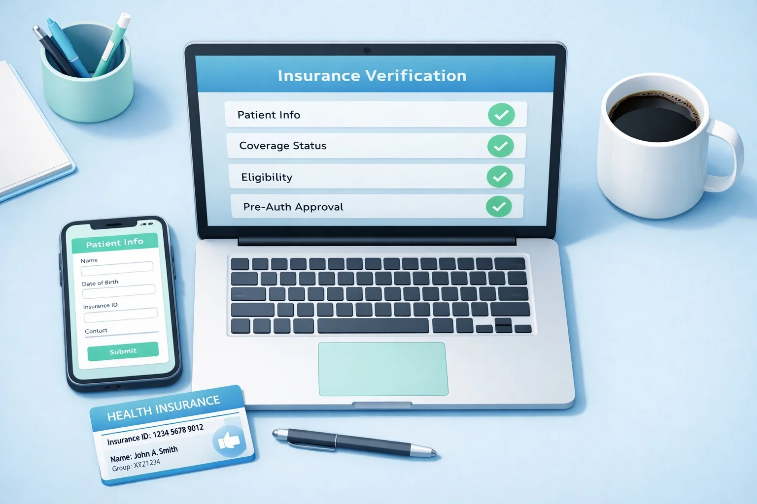 Insurance verification dashboard showing digital tools for healthcare billing efficiency