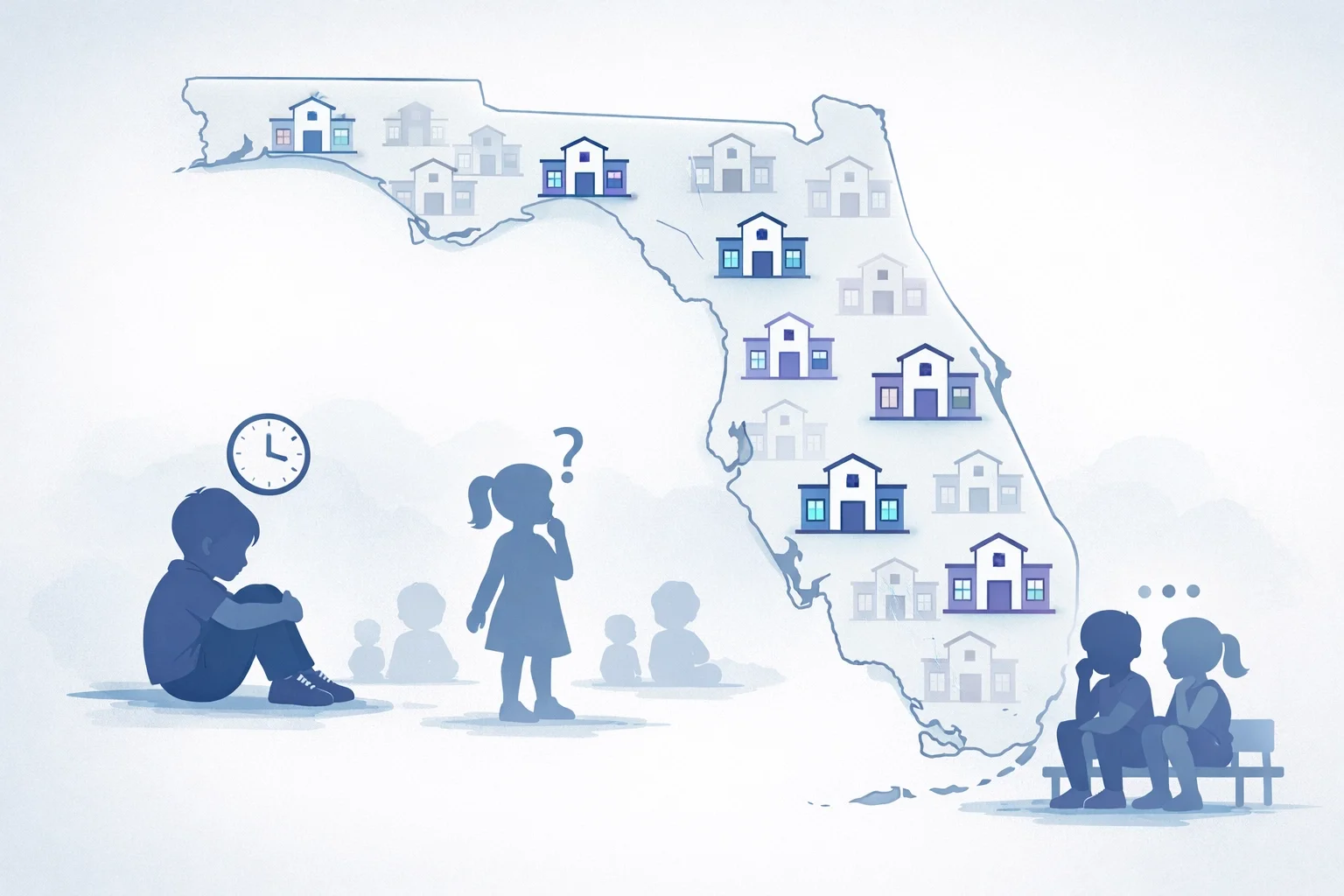 Florida map showing reduced pediatric therapy access and clinic closures across the state