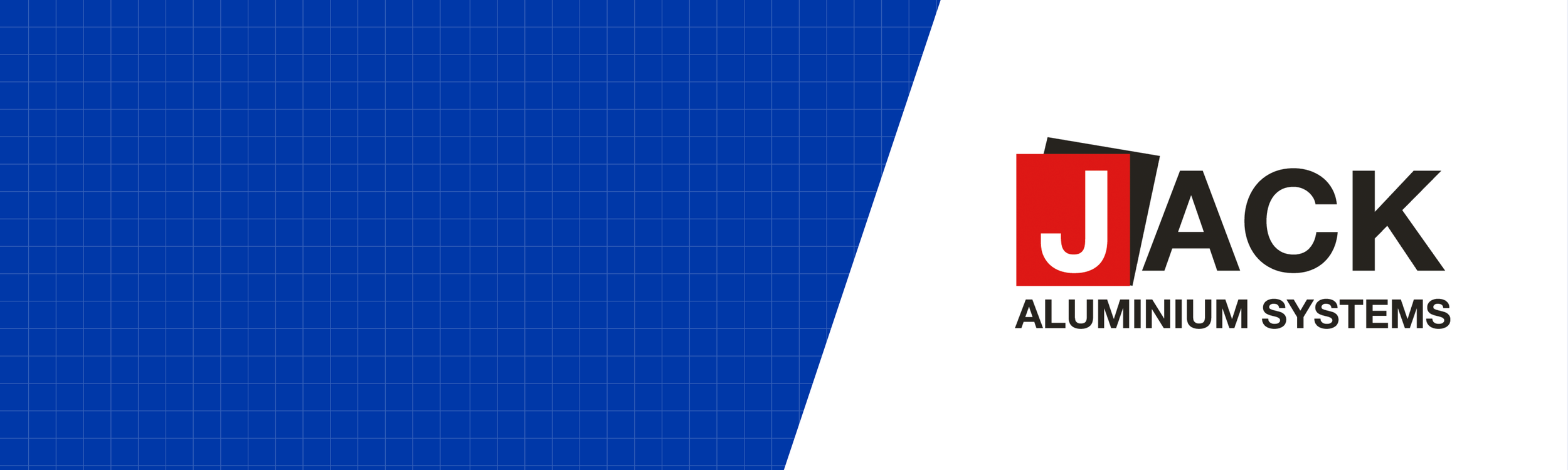 Company logo of Jack Aluminium Systems with a blue grid background on the left and the company name in black text on the right.