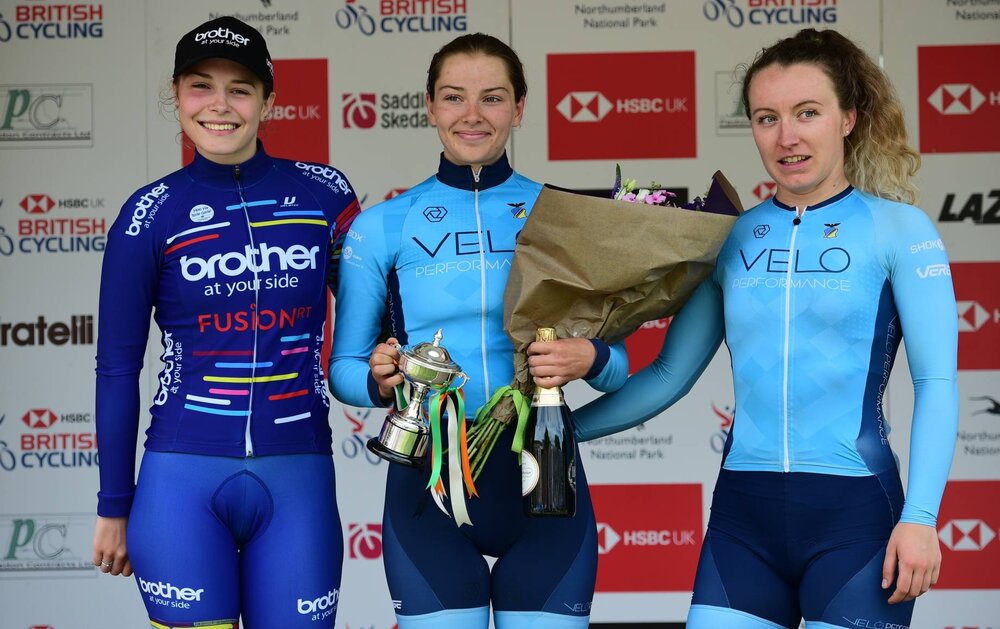 Tacey (left) and Bennett (centre) on the podium at Curlew Cup