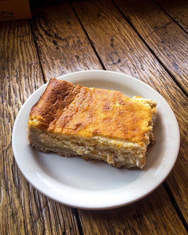 Peachy cheesecake bars available at the cafe!