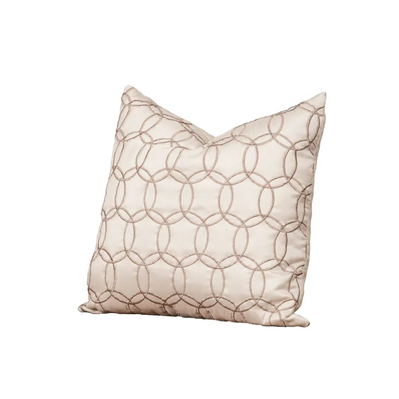 IVORY & TAUPE SILK PILLOW 18"l x 18"h