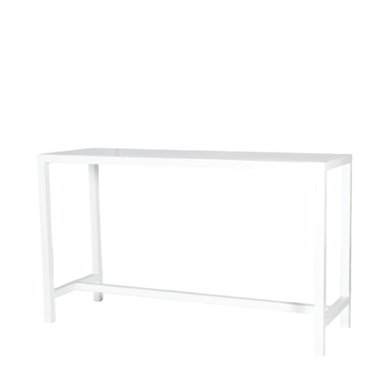WHITE METAL COMMUNAL TABLE 6'l x 2'w x 44"h