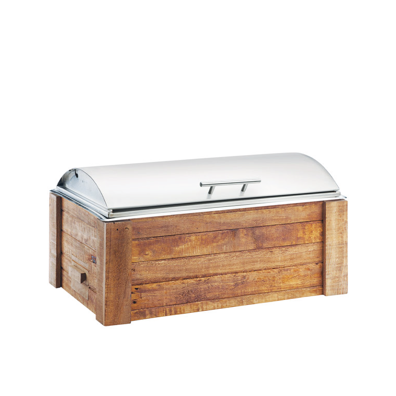 WOOD RECTANGULAR CHAFING DISH available in: 8 quart