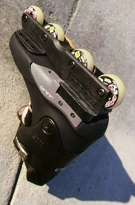 The first pro model skate with 50/50 frames was the Jon Julio USD Throne, shown here in 1998. The final production looked a bit different, and it was only available in the US thanks to Scott Walker, but it was an incredible skate.