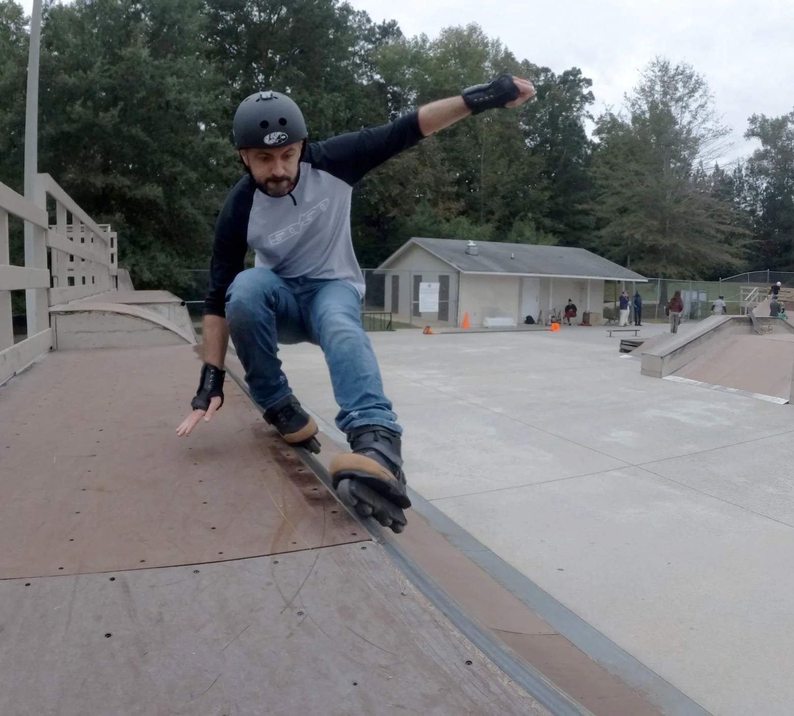Testing the 3/4 sleeve Stamp Logo Shirt. Makes soul grinds easy!