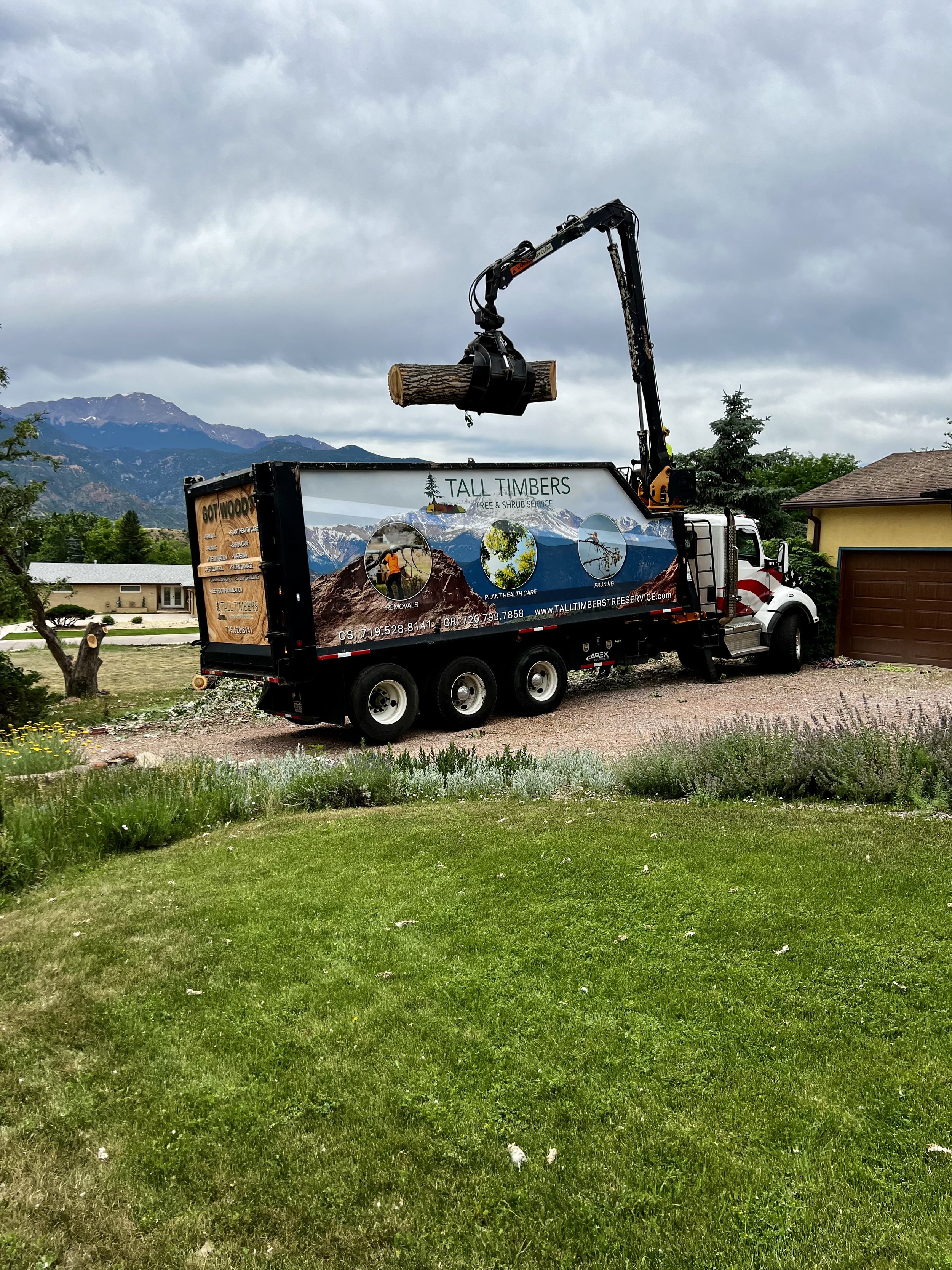 Grapple Truck Loading Large Tree Trunk