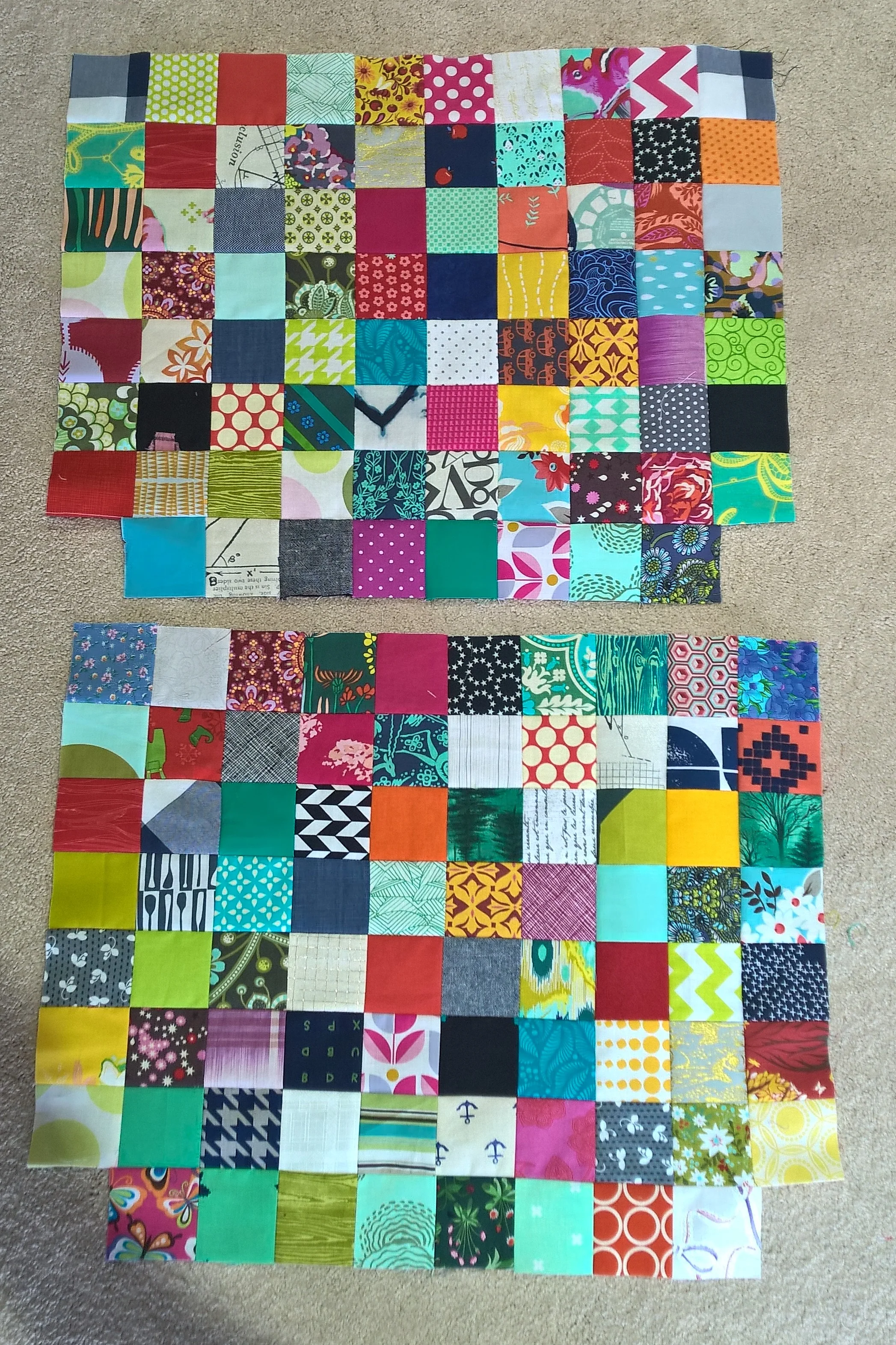 2 patchwork panels to create exterior of bag