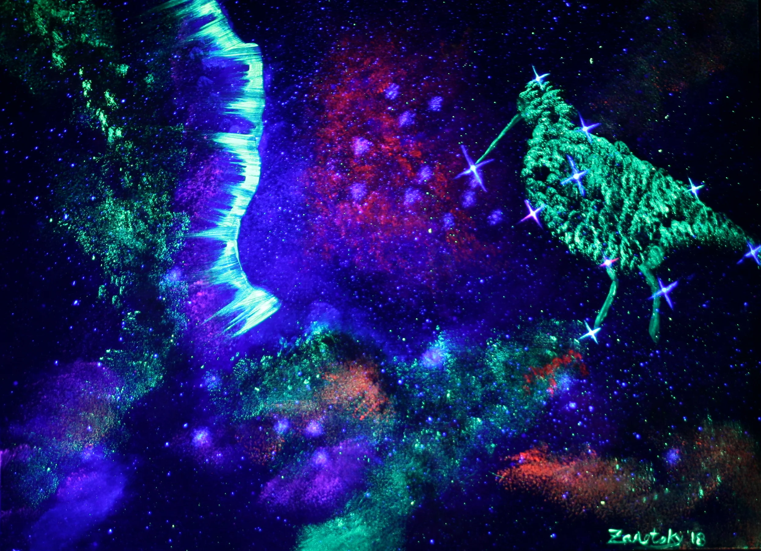 Hodi’nehsi:yo’ (They Are of the Snipe Clan) photo shot in black-light
