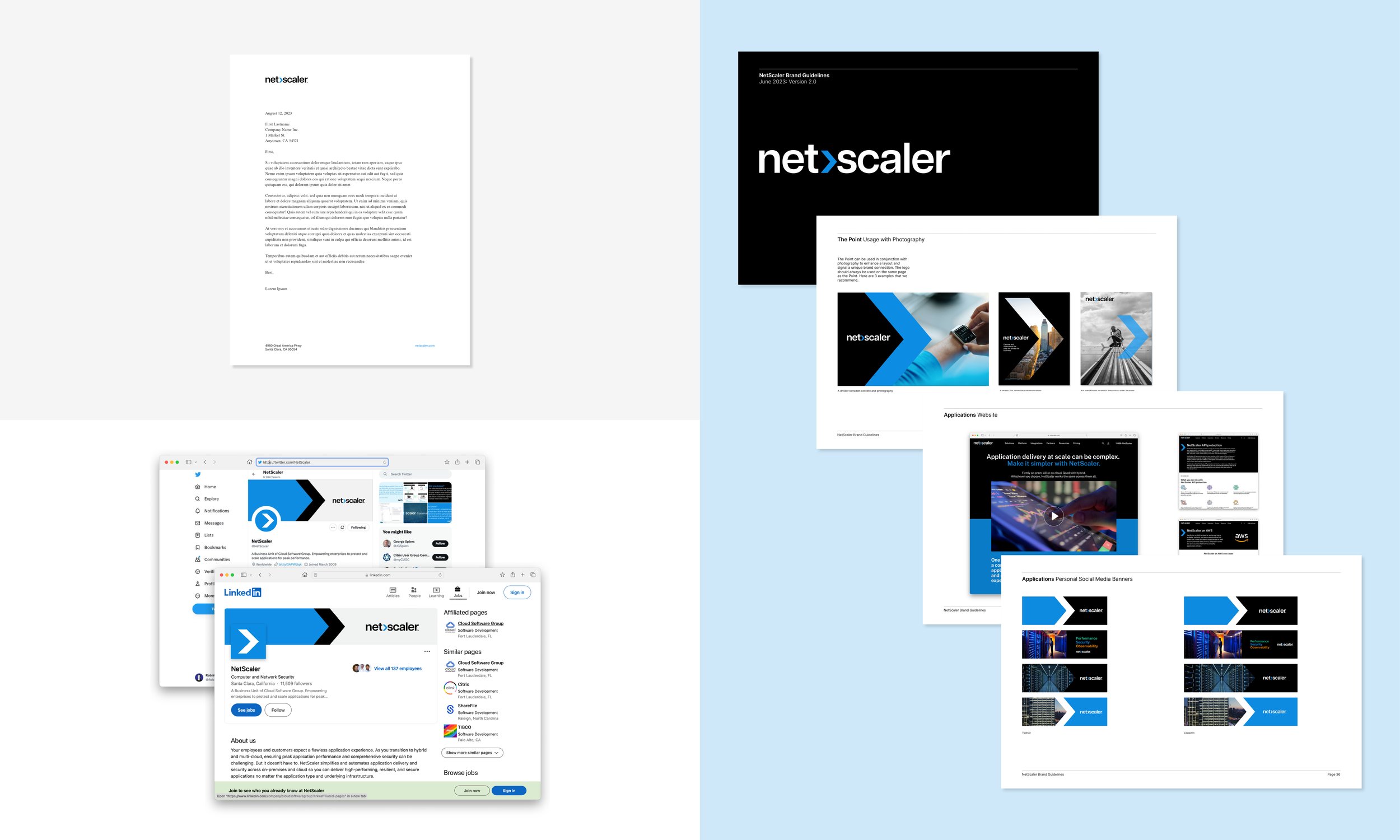 NetScaler stationery, social media profiles, and brand guidelines