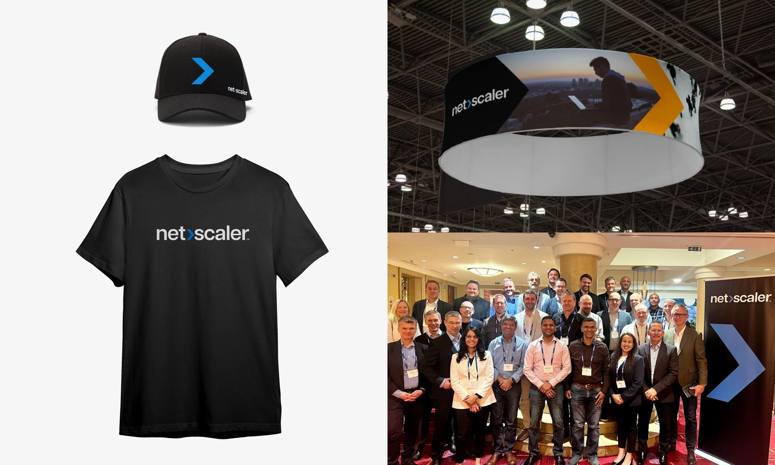 NetScaler apparel, signage, and team photo